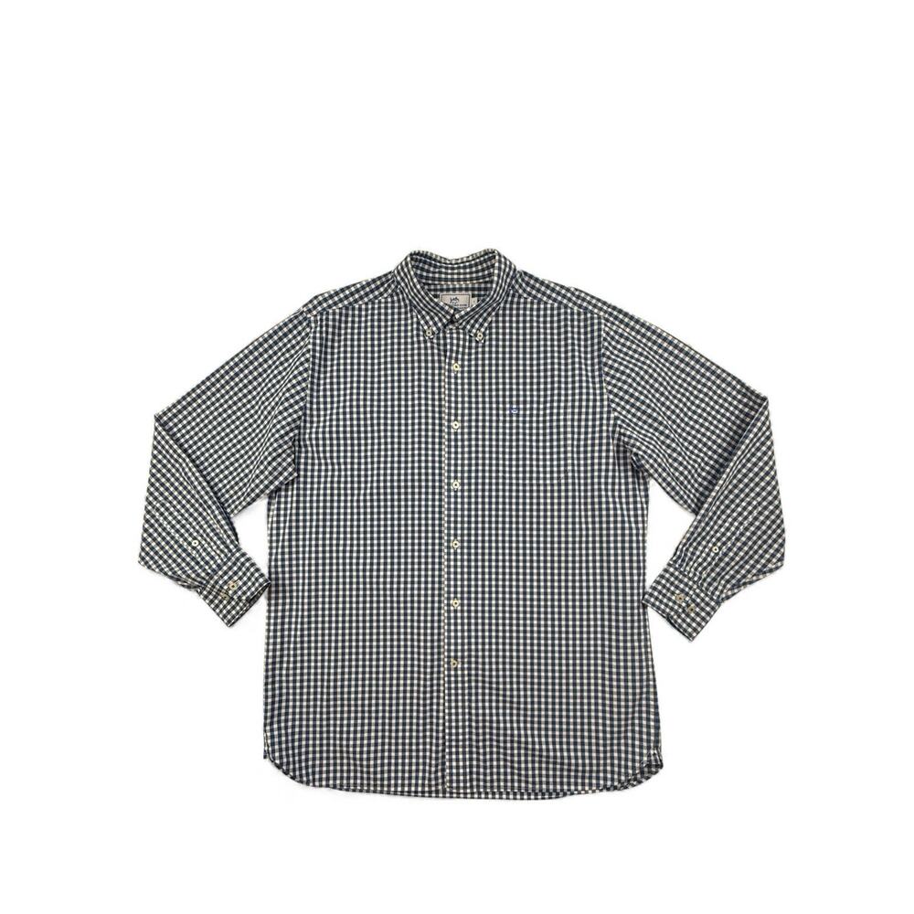 Southern Tide Shirt Navy Blue White Gingham Check Button Down Mens Large
